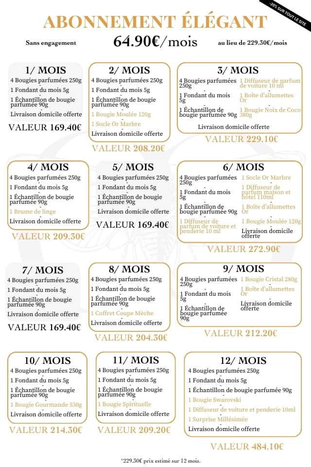 Calendrier d'abonnement de bougies élégant